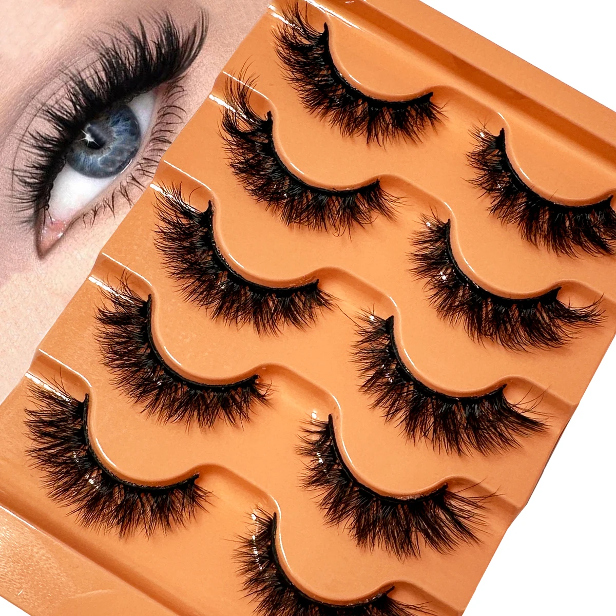 Neue Katzenaugen-Wimpern, 5D, flauschige künstliche Nerz-Wimpern, 8D-Volumen, dünne lange Wimpern, künstliche Wimpern, russische Streifen, 5 Paar Packung, Make-up