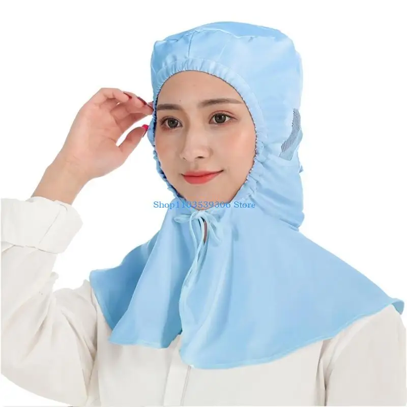 400A Professional Kitchen Staff Elastic Work Hat Breathable Mesh Hat Dustproof Work Hat Industrial Neckcover Mesh Hat