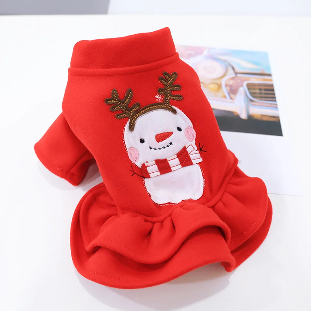 

Dog Snowman Christmas Skirt Red Size L Cute Puppy Skirt Soft Cotton Pet Clothes Outdoor Walking Supplies Pet Clothes
