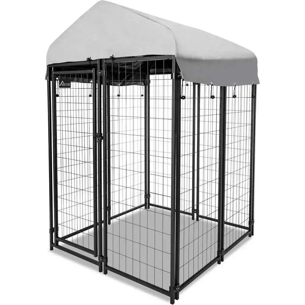 Compact Outdoor Dog Kennel with UV-Protected Waterproof Cover, Suitable for Small Dogs, Pets, and Yard Enclosure