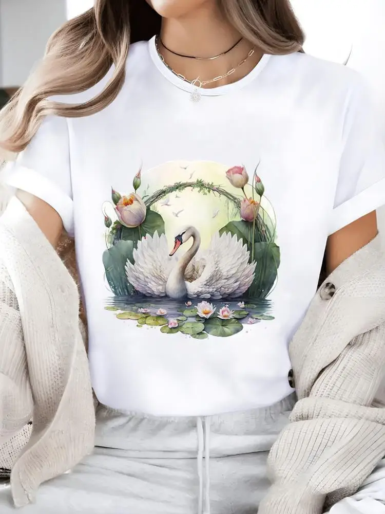 

Trend Lovely Cute Ladies Graphic T Clothing Women‘s Casual Fashion Woman Clothes Print Tee White Short Sleeve O-neck T-shirts