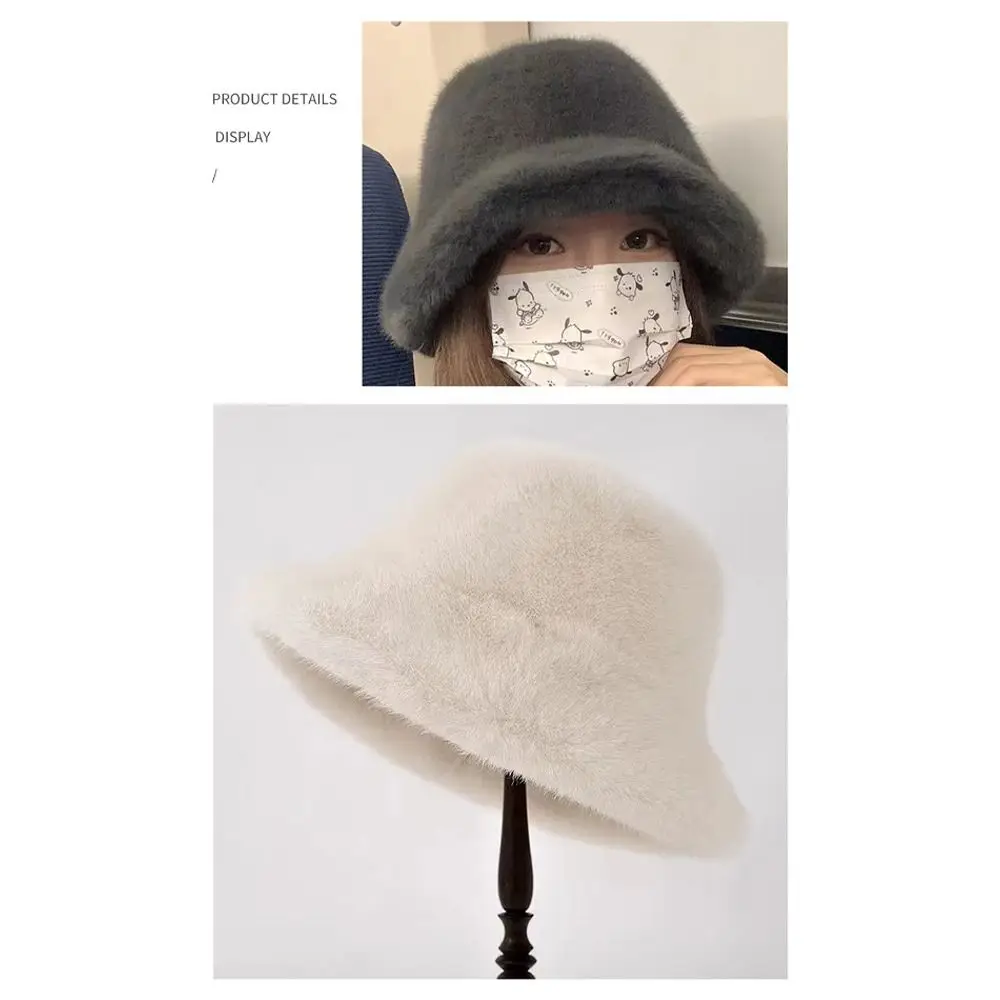 Cute Large Head Circumference Fisherman's Hat Furry Warm Winter Furry Hat Earflaps Oversize Plush Hat Women's