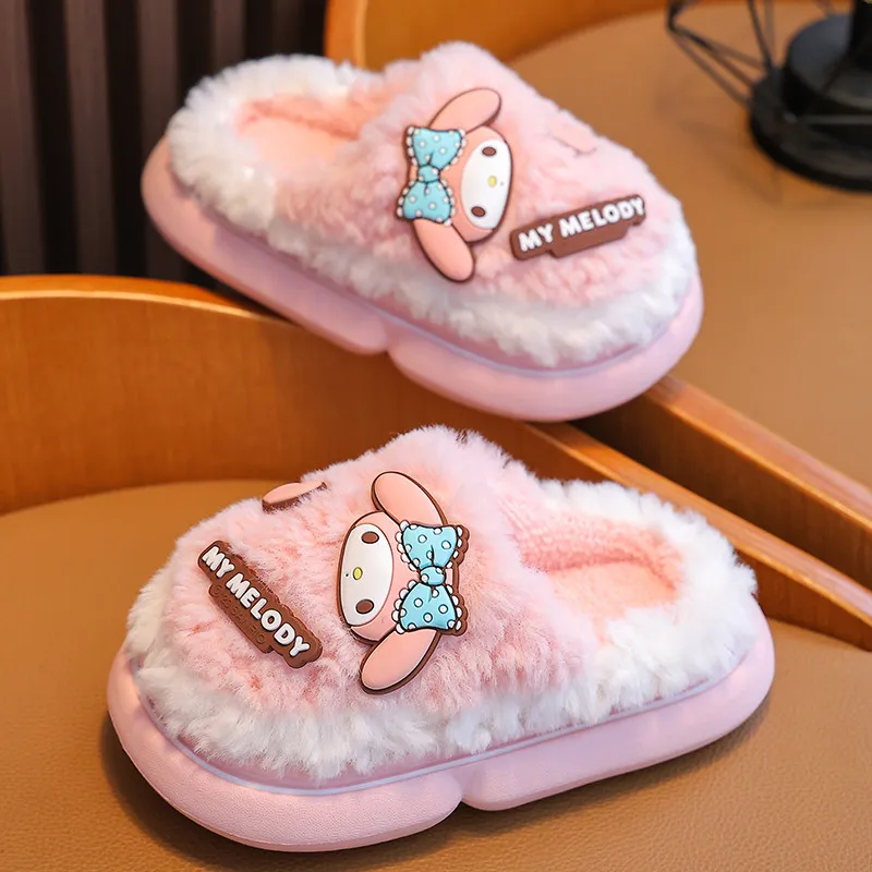 Kawaii Sanrio Kuromi My Melody Cinnamoroll Cute Creative Cartoon Children'S New Home Fashion Versatile Non-Slip Warm Slippers