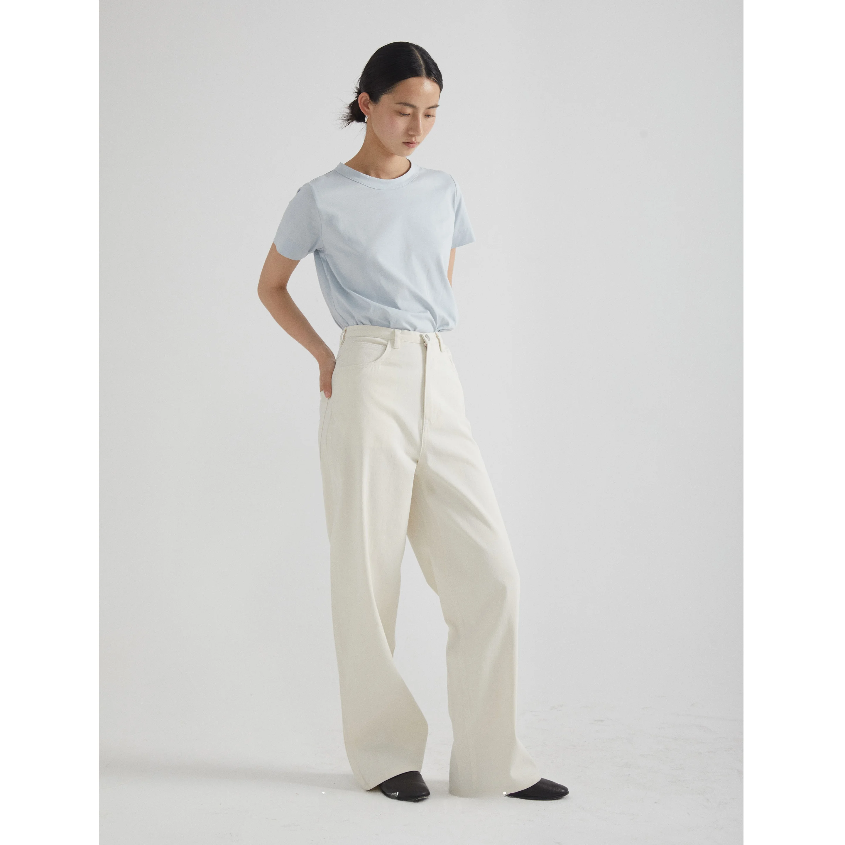 

Джинсы HABITS свободного кроя с широкими прямыми штанинами, цвет Paris Blue Beige, из денима, простые, стильные, женские, премиум-класса, модные, лето 2020