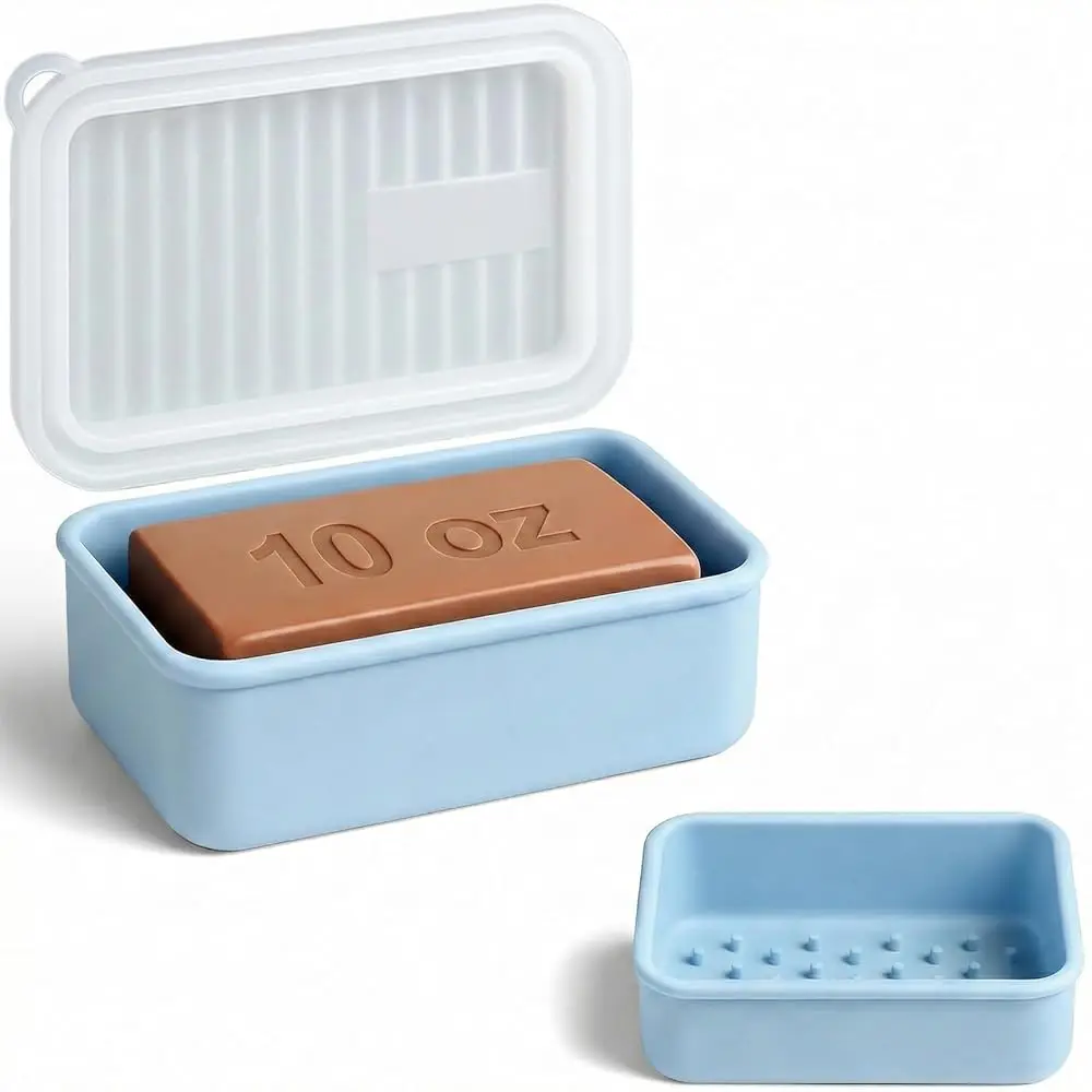 

Силиконовый дорожный контейнер для мыла XL, герметичный, для мужчин, большой объем (10 унций), для мыла Duke Cannon и Dr. Squatch - 2026 Travel