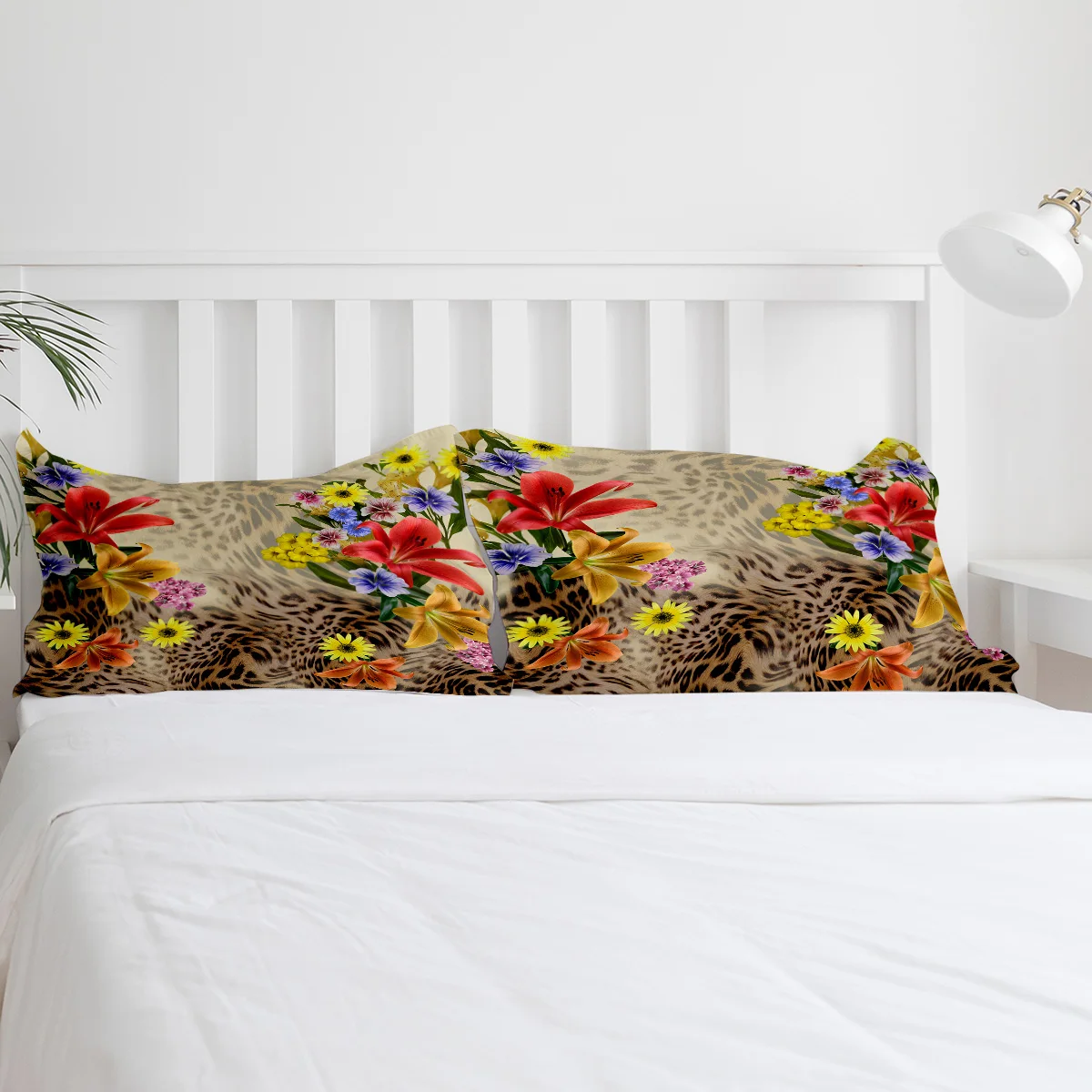 Flowers And Leopard Print Bedding Set 3pcs Boys Girls Duvet Cover Pillowcase Kids Adult Quilt Cover Double Bed Set Home Textile