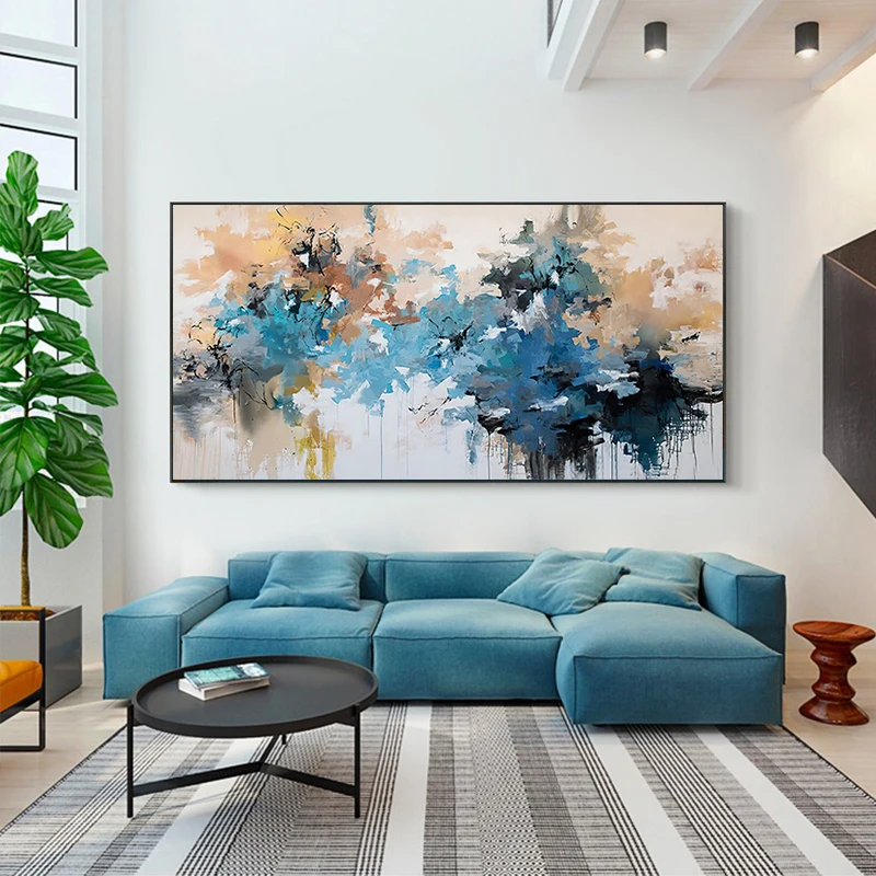 

Customizable Hand-painted Oil Painting Decorative Painting of Living Room Sofa Modern Abstract Simple Hanging Painting Frameless