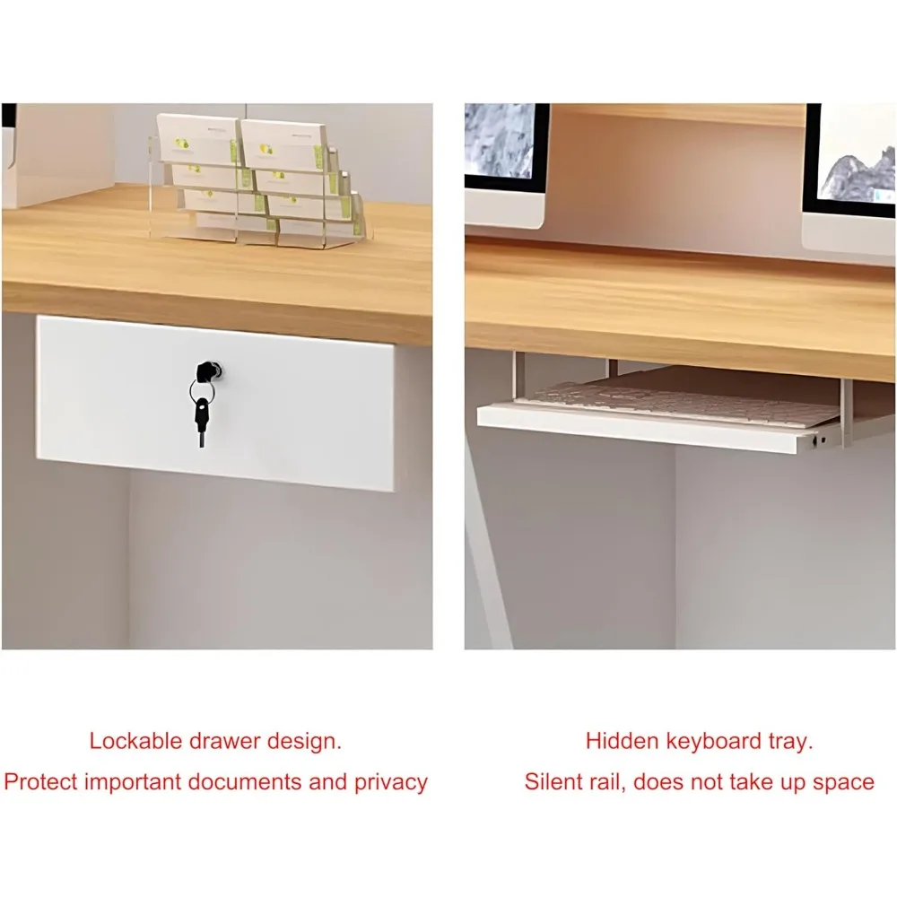 Recepção Recepção Contador com Painel Wave, LED Light Strip, gaveta bloqueável