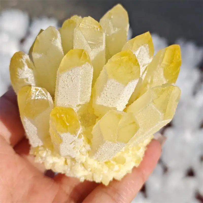 Natural Yellow Quartz Cluster Carving Crystal Love Healing Fengshui Gemstones HomeDecoration Holiday Gift 1PCS