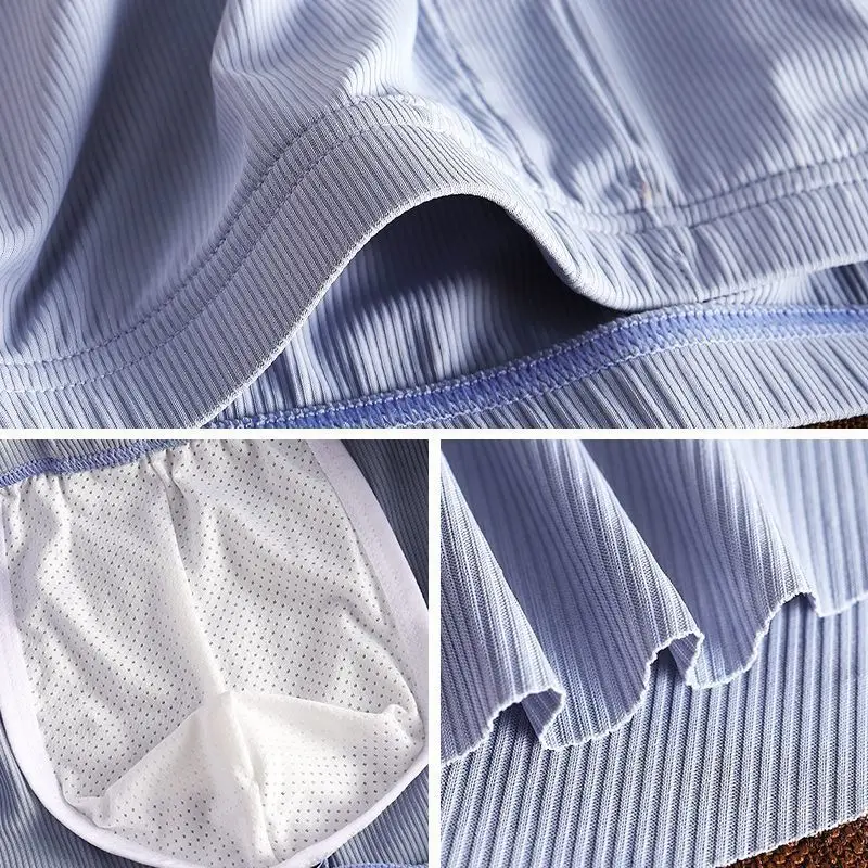 Ice Silk Thin Men Arrow Pants Homewear Casual Solid Color Sleepwear Boxer Shorts Quick Drying Breathable Loose Underwear Panties image 6