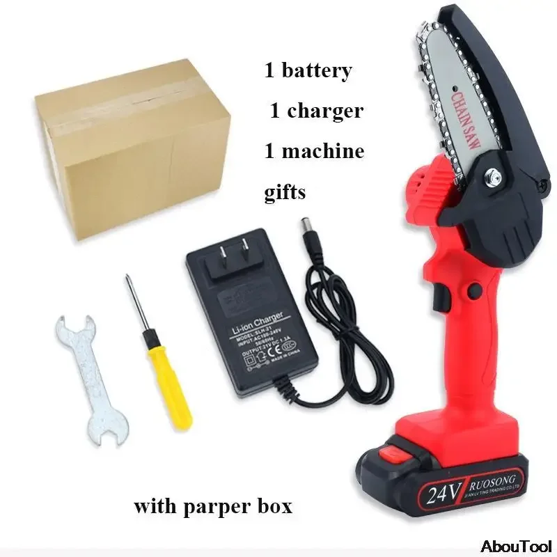 

Мини-бензопила для лесозаготовок, садовый инструмент с аккумулятором, 4-дюймовая электрическая цепная пила для резки деревообрабатывающих инструментов, 1200 Вт, портативная ручная