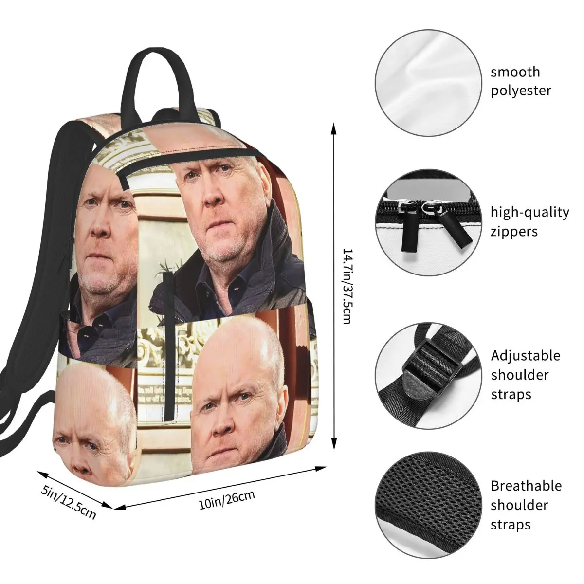 Phil Mitchell Eastenders And British TV Icon (Steve McFadden) Backpack Student BookBag Girls School Bag Laptop Shoulder Bags