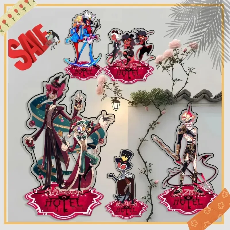 Standing Sign for Hazbin Hotel Alastor Blitzo Moxxie Acrylic Desktop Stand Decorating Self Made Collection Toys Fans Gifts 15cm