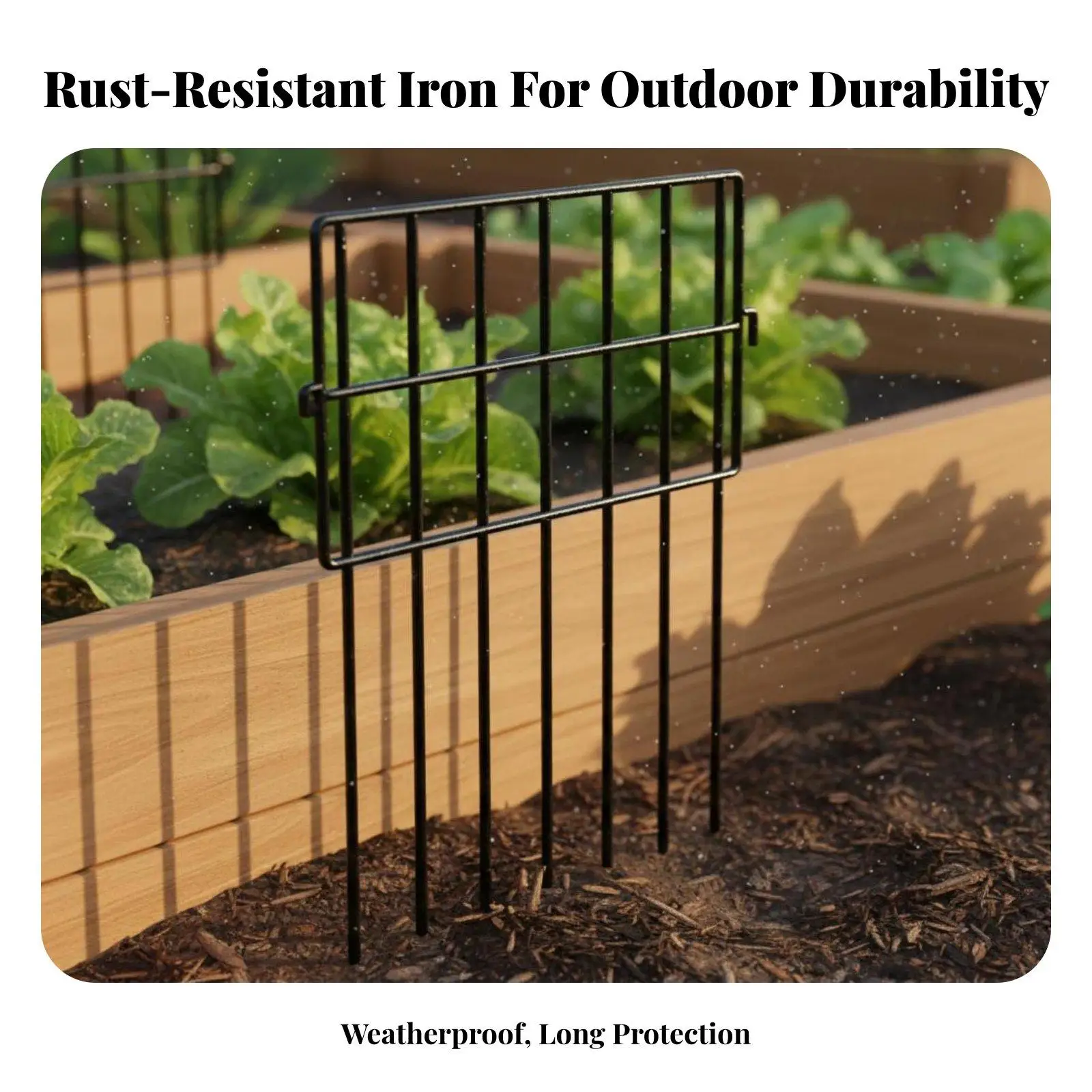 Iron Fence Barrier Metal Garden Fencing Panels Sturdy Rustproof Arched Top Flexible Layout for Yard Patio Animal Barrier