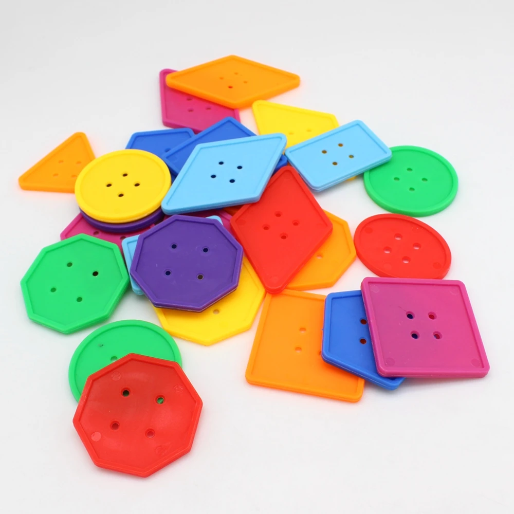 Boutons en plastique polygone, 2 trous, couture, dos plat, peinture pour Scrapbooking, gros boutons, accessoires décoratifs, 10 pièces/lot