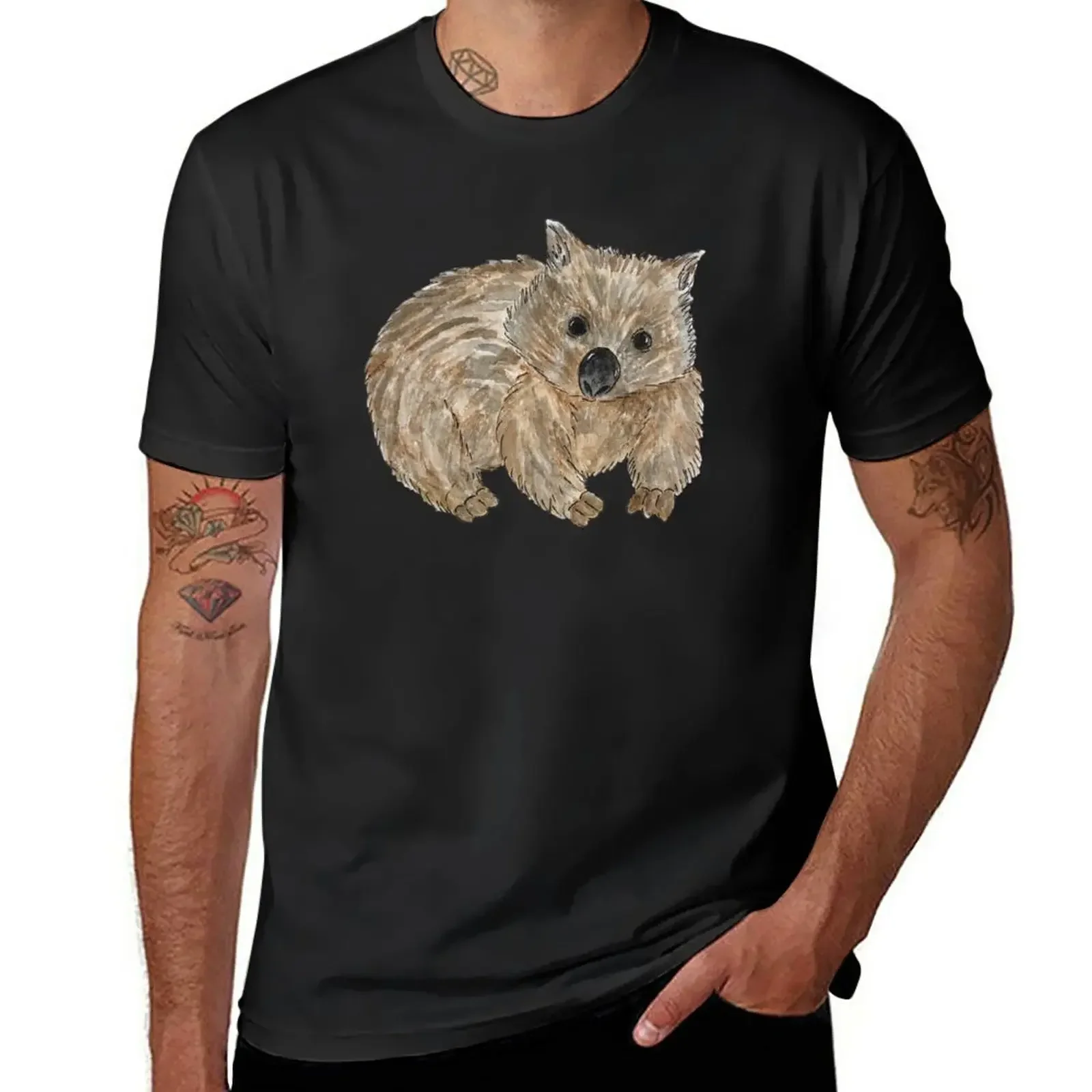 Wombat - Australian Animal painting T-Shirt anime Aesthetic clothing mens clothes