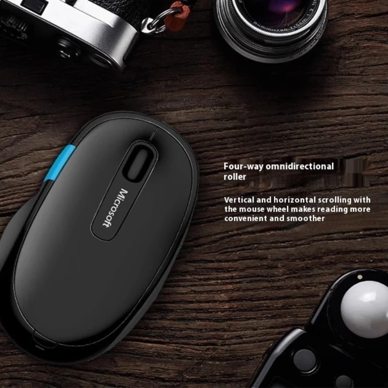 Sculpt Slide Mouse ปรับแต่งการเชื่อมต่อบลูทูธไร้สาย Blue Shadow ที่สะดวกสบาย 1,000dpi 3 ปุ่มสําหรับเมาส์สําหรับเล่นเกมในสํานักงาน