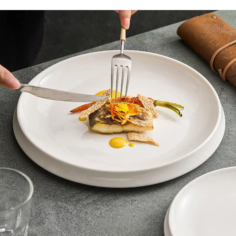 Solid Colored Irregular Ceramic Plate Restaurant Steak Dessert Pasta Plates Cooking Specialty Tableware