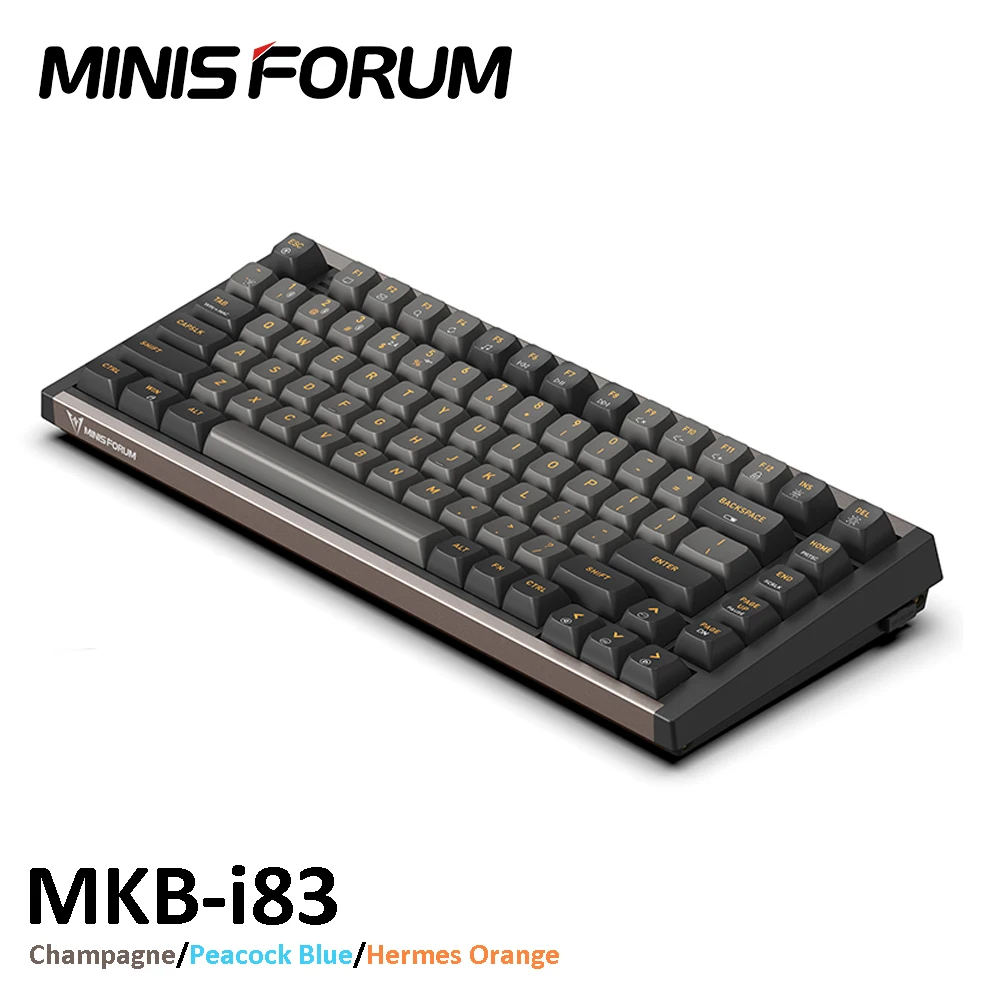 

MINISFORUM MKB-I83 Multifunctional Mechanical Keyboard 83 Keys Red Axis RGB Bluetooth 2.4GHz Wireless Gaming Keyboard for Comput