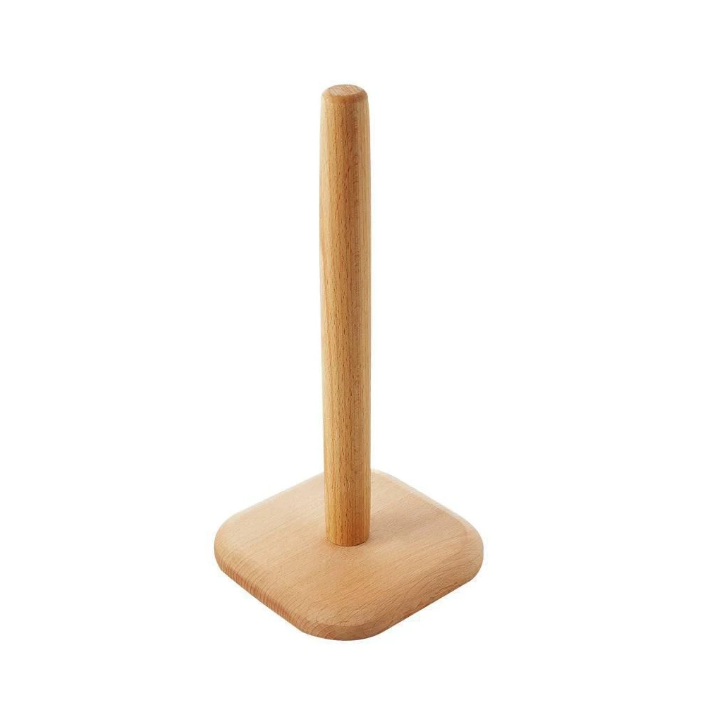 1pcs Kitchen Wooden Roll Paper Towel Holder Bathroom Tissue Vertical Stand Disposable Paper Pot Kitchen Toilet Storage Accessory