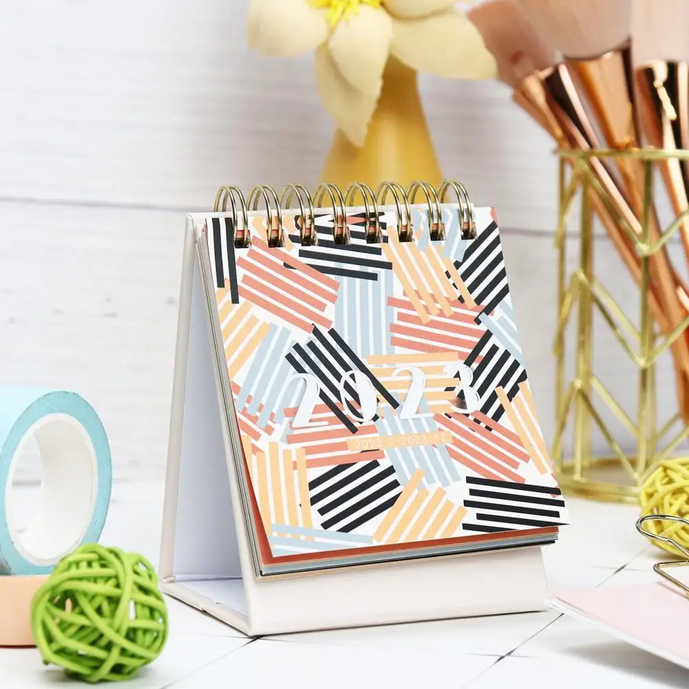 Office Supplies  Durable Standing Flip Desk Calendar Tear-Resistant Calendar Clear Pattern   for Office