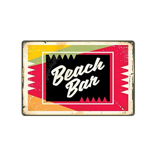 Vintage Metal Tin Sign Beach Bar Home Bar Kitchen Wall Decor Hanging Signs 12X8Inch