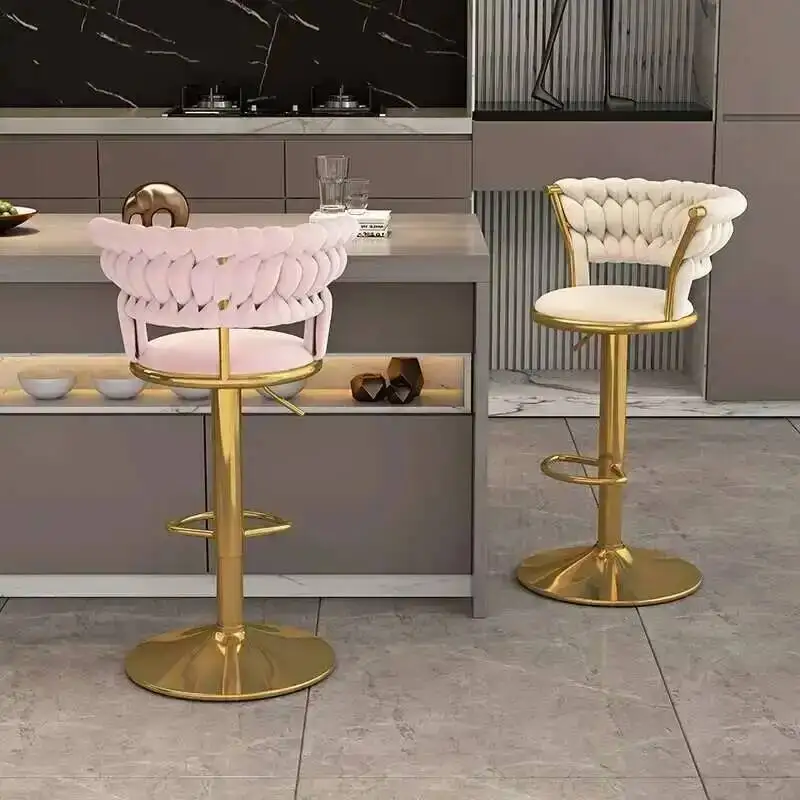 

long Minimalist modern bar bedroom stools metal balcony leather chair throne nordic party sillas para comedor salon furniture