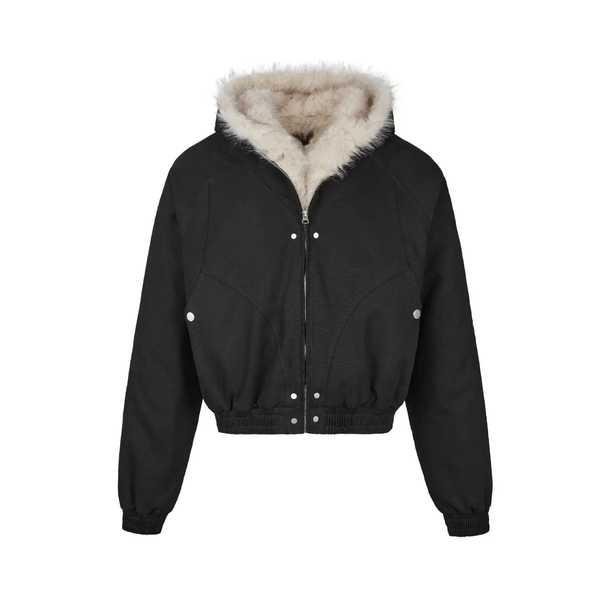 Retro Unisex Cleanfit Cotton Coat 2026 Spring Man Women Eagle Fur Collar Hooded Jacket Thickened Winter Outerwear Parkas