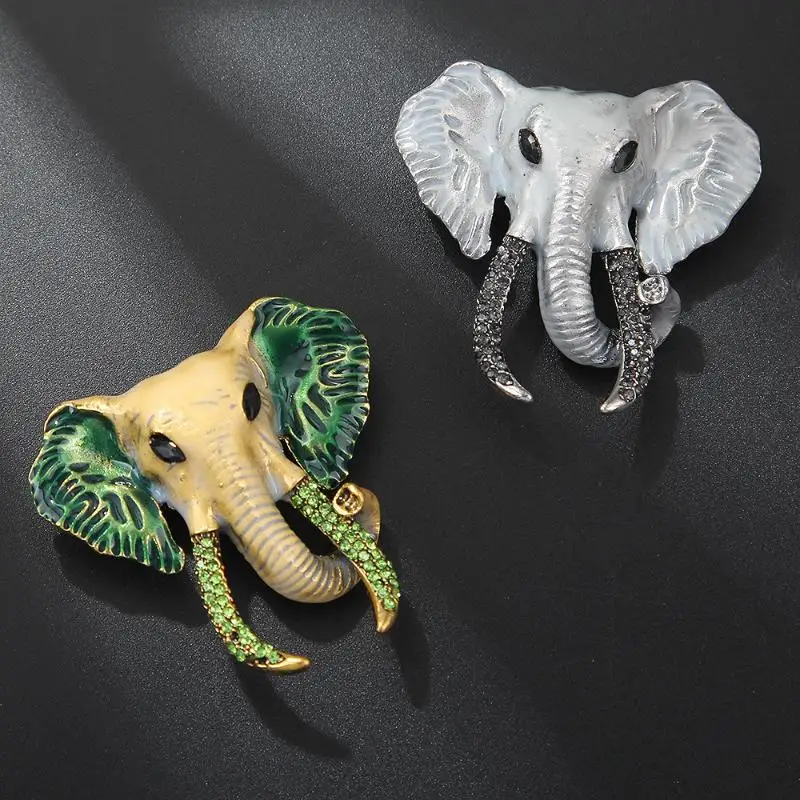 Enamel Elephant Head Brooch Pin Hypoallergenic Vintage Unisex Animal Badge for Hat Jacket Decor Graduation Gift for Students