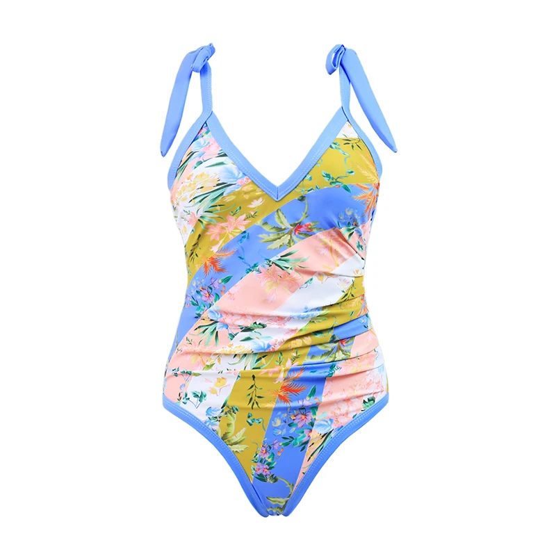 Two Pieces Micro Bikini 2026 Sexy Swimsuit Women V Neck Print Swimwear Biquini Female Bodysuit Bathing Suits with Sarong Skirt