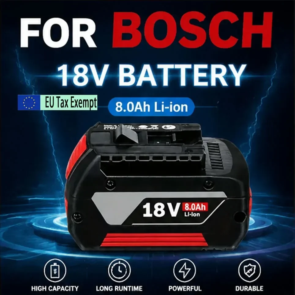 Nuova batteria per utensili Bosch 18V, batteria al litio a ricarica rapida, adatta per utensili elettrici Bosch 18V 8.0AH, cacciavite e trapano elettrico.
