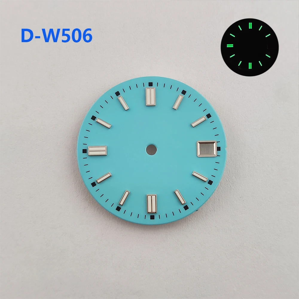 Esfera de reloj de 28,5mm, esfera luminosa verde, esfera estéril, esfera nh35, accesorios de reloj personalizables para movimiento NH35/36, nuevo