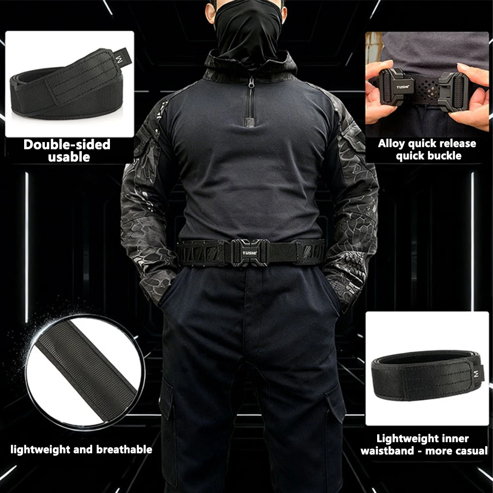 ALPTACTICS 105cm bis 125cm Loop Liner Innengürtel 3,8CM Herren Sport Outdoor Einsatzgürtel Nylon Taillengürtel Jagdzubehör – Detail 3