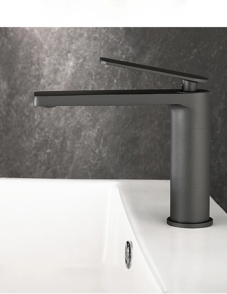 Bathroom White/Gray Bronze Solid Brass Luxury Basin Sink Tall Faucet Single Handle Water Mixer Bath Tap High And Short Style