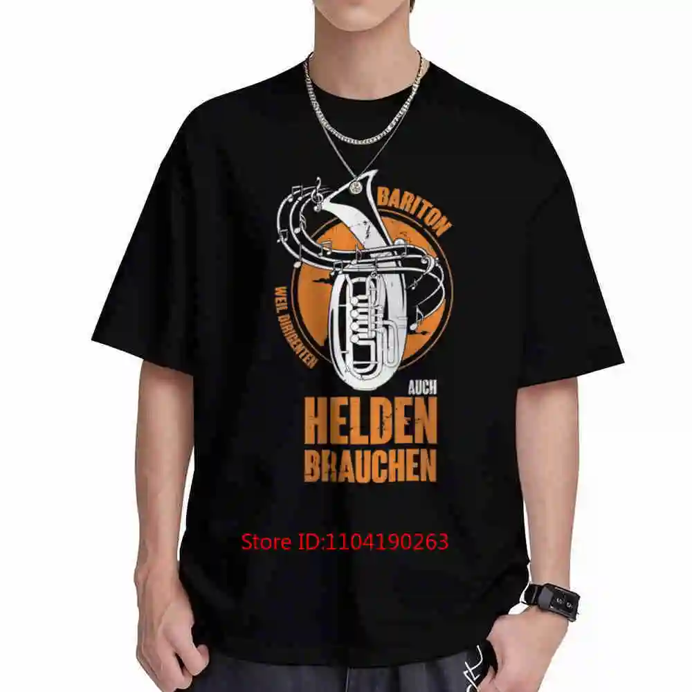 Baritone Player Orange White Short Sleeve Tee 100% Cotton T-Shirt