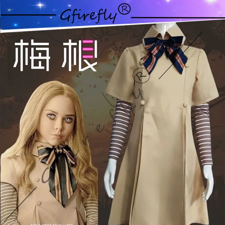 

M3GAN Cosplay Costume for Adults and Children Halloween Horror Movie Same Style Women's Yellow Dress and Wig