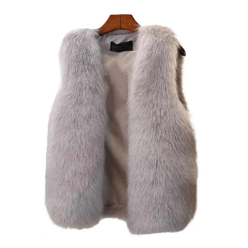 

Winter Faux Fur Vest Women Fluffy Plush Thick Sleeveless Vest Open Stitch Front Cardigan Slim Lady Vest Waistcoat