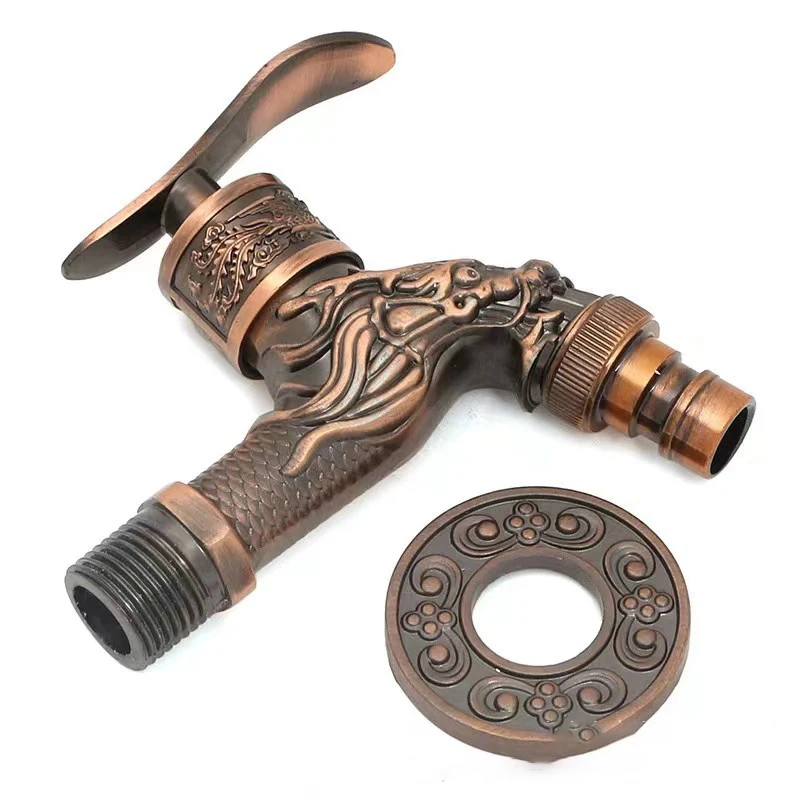 Antique Bronze Washing Machine Decorative Outdoor Faucet , Vintage Garden Bibcock Tap Wall Mounted Mop Faucet Zine Alloy