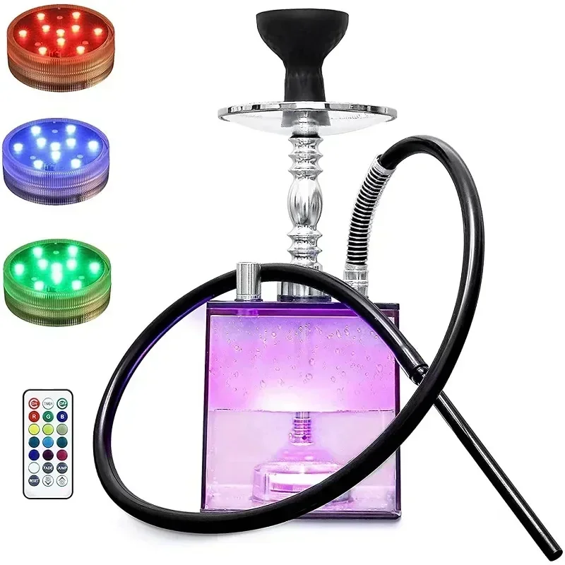 مجموعة الشيشة الاكريليك صندوق الشيشة Nargile Sheesha Narguile Chicha Cachimbas أنابيب المياه صندوق الشيشة الشيشة مع LED للتدخين كاليوان #3