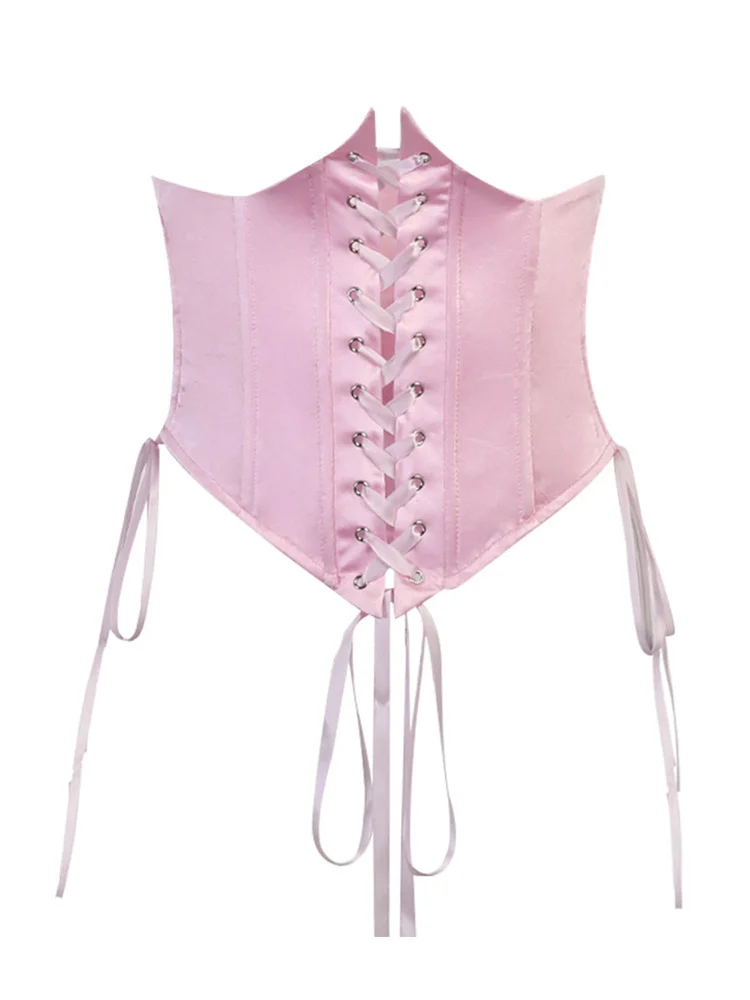 Women Waist Trainer Corset Solid Color/Floral Tie-up Bandage Strappy Cincher Shaper with Chest Support Bustiers