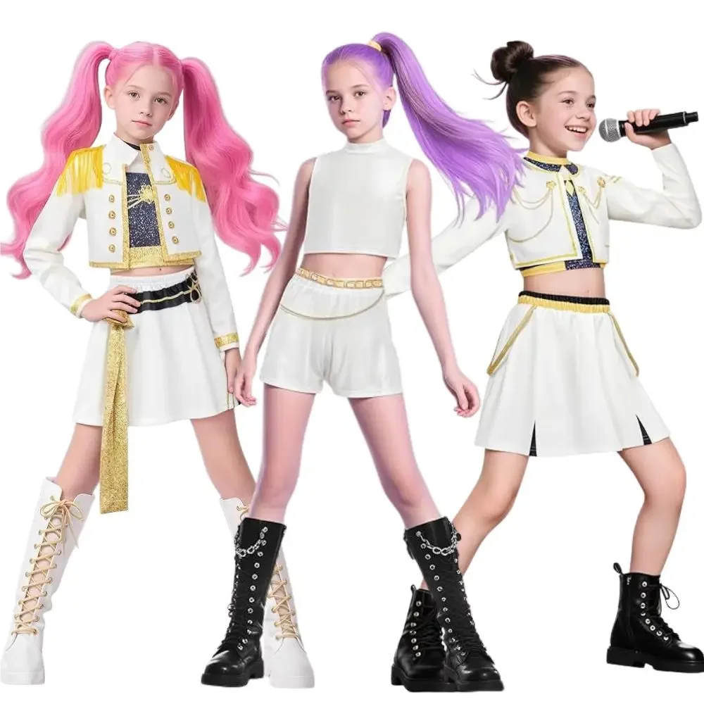 

Kpop Demon Hunters Rumi Zoey Mira Cosplay Costume for Kids Girls, Child Roleplay Outfit Halloween Carnival Disguise Suit Clothes