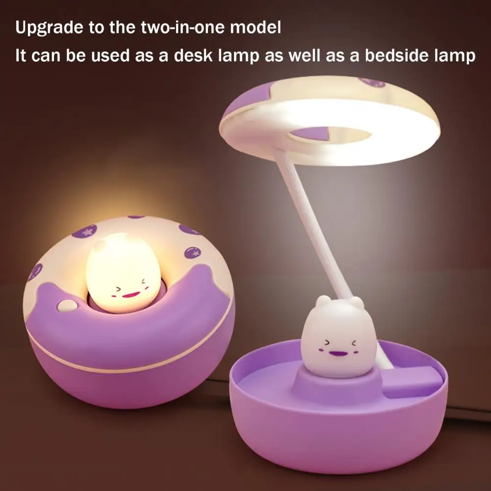 Travel Desk Lamp Donut Design Small Table Lamp 360° Flexible Neck Led Light Usb Powered Eye Protection Night Reading Soft Glow