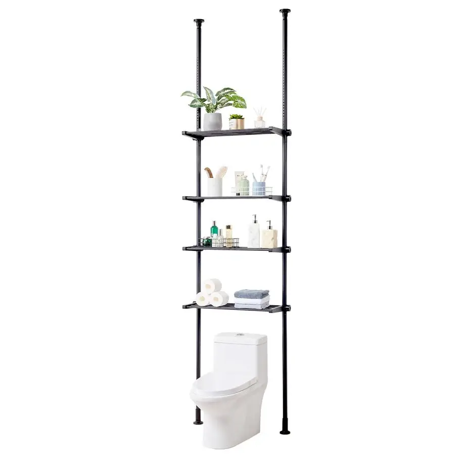 

Over Toilet Shelf, 4Tier Adjustable AboveToilet Bathroom Storage, LowCarbon Steel 53132 Tall Storage Shelf Rack, Easy Assembly