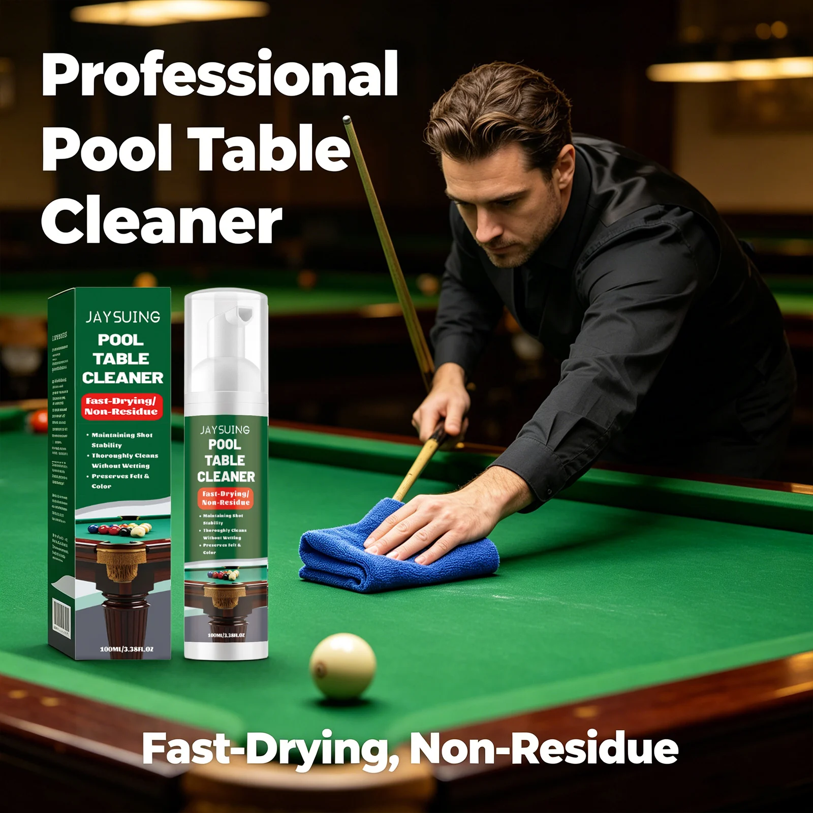 Pool Table Cleaner Removing Stubborn Stains Keep Table Smoothing Improve Ball Speed Fast-Drying Non-residue Felt Cleaning Spray