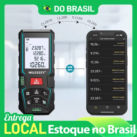 Medidor de Distância a Laser MILESEEY D5T com Bluetooth, Fita Métrica Inteligente com APP, Pode Desenhar Plantas no APP