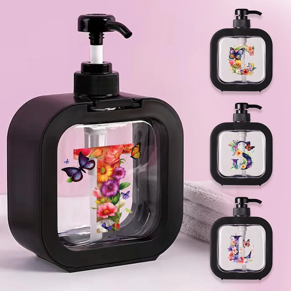 Press Type Lotion Bottle Detachable Soap Dispenser Portable Refillable Lotion Bottles For Home House Butterfly Letter Pattern