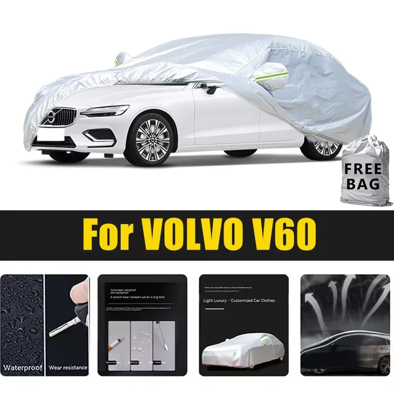 

For VOLVO V60 Car Cover Outdoor Protection Covers Snow Sunshade Waterproof Dustproof Exterior UV Car Accessories