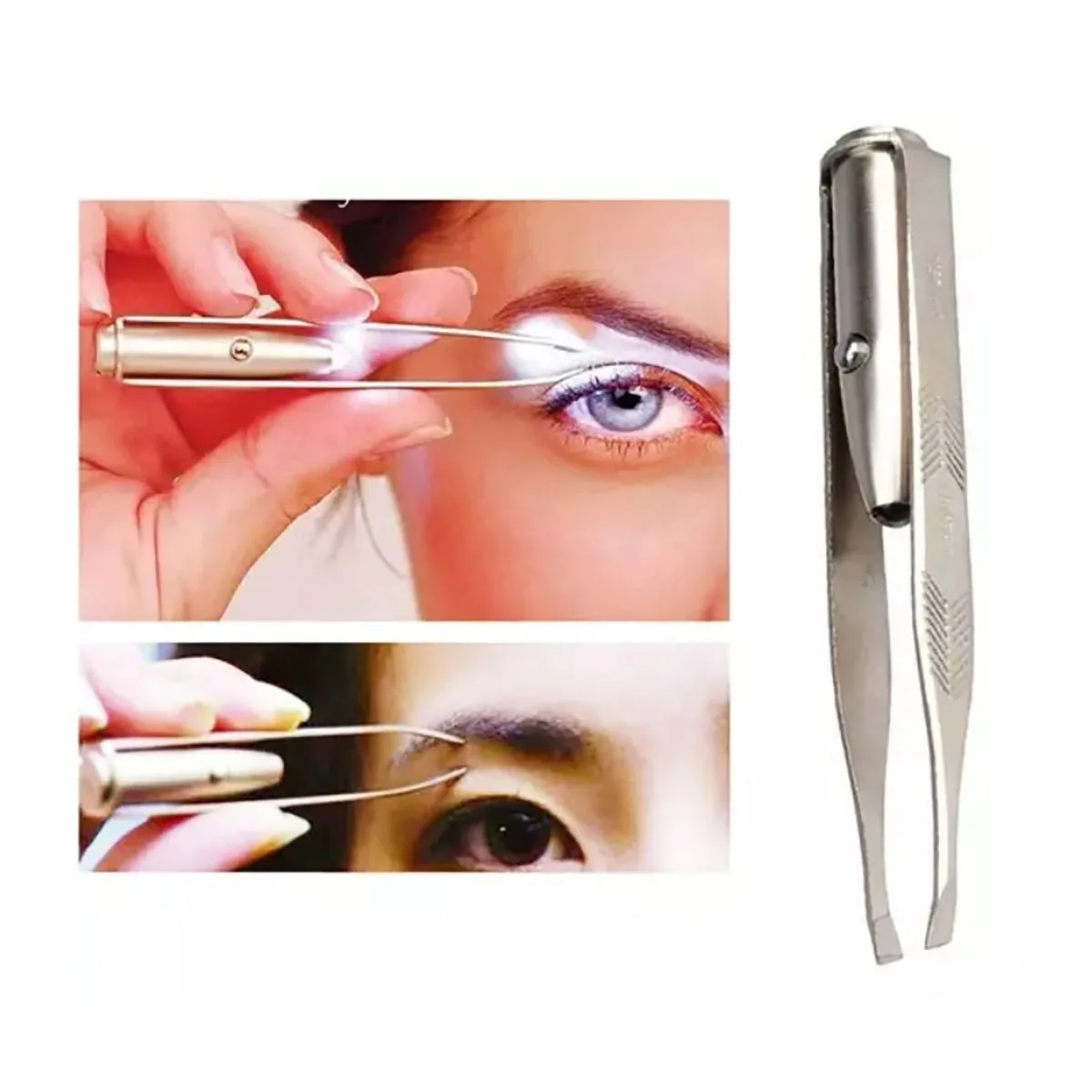 1pc Tragbare Edelstahl Smart Design Augenbraue Haar Entfernen Pinzette Mit LED Licht Make-Up-Tool