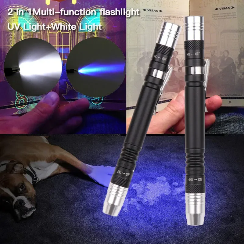 2 in 1 Professional Medical Pen Light UV  Flashlight First Aid Mini Torch Handy Work Wahite Light for Doctor Nurse Diagnosis