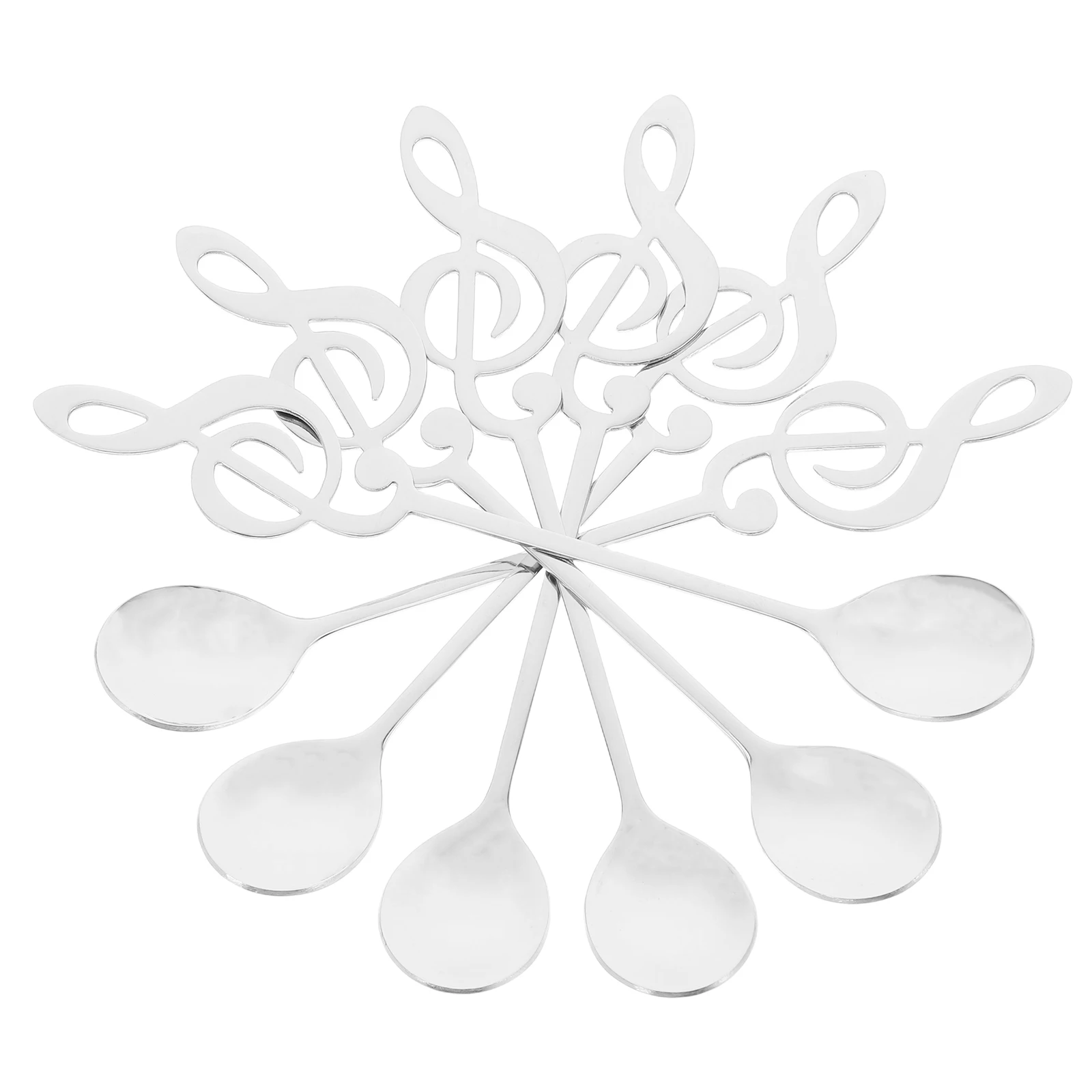 

6pcs Music Note Dessert Spoons Stainless Steel Ice Cream Tea Stirring Coffee Measuring Utensils Vintage Kitchen Silverware